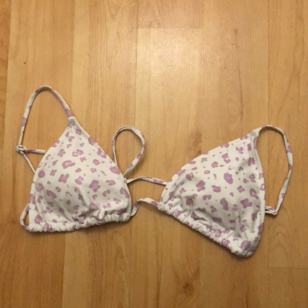 Forever 21 pink & white cheetah string bikini top